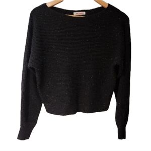 Joe Fresh Oversized Xs Black Speckled Crew Neck Sweater‎